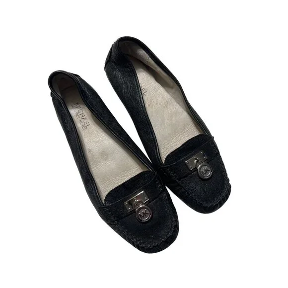 Michael Kors Black Leather Moccasin Loafers - Picture 2 of 9